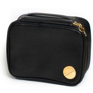 Milari Beauty Organizer & Jewelry Case Black PU Leather Bag Gold Accents EB7